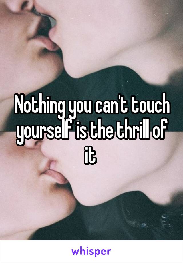 Nothing you can't touch yourself is the thrill of it 