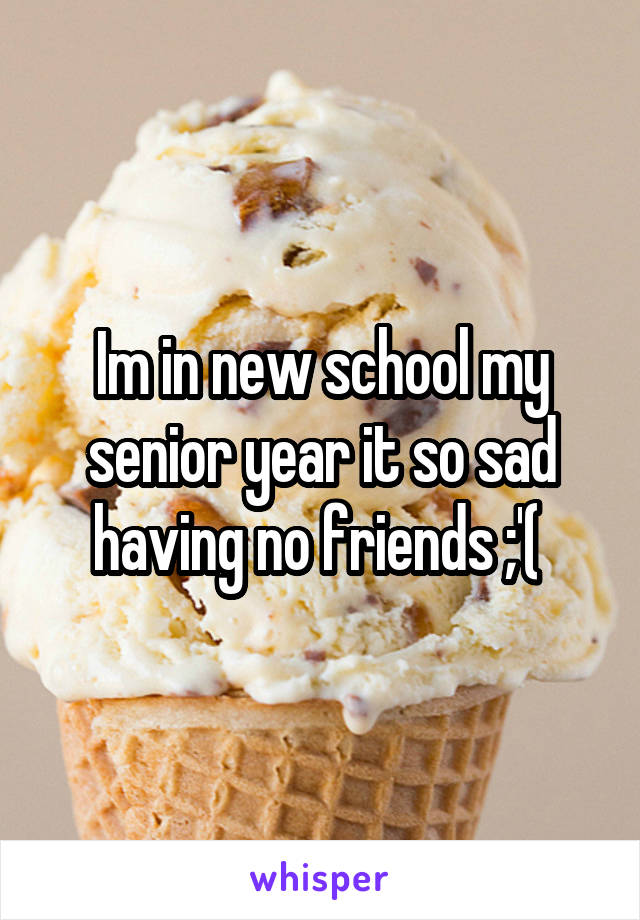 Im in new school my senior year it so sad having no friends ;'( 