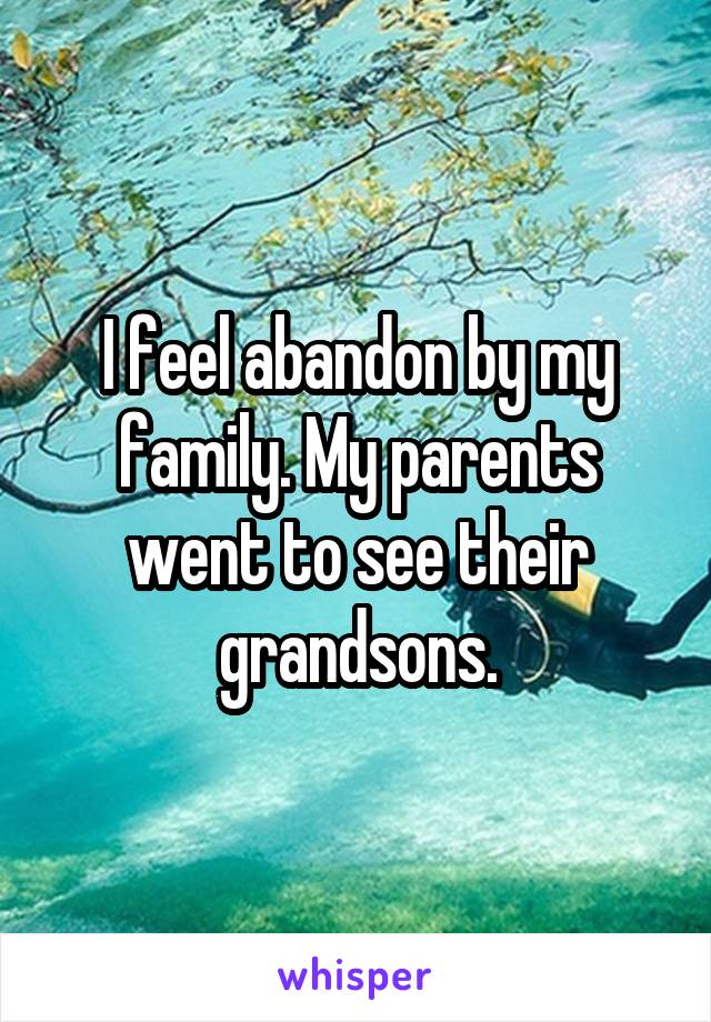 I feel abandon by my family. My parents went to see their grandsons.