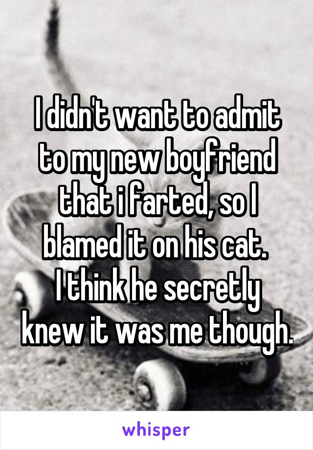 I didn't want to admit to my new boyfriend that i farted, so I blamed it on his cat. 
I think he secretly knew it was me though.