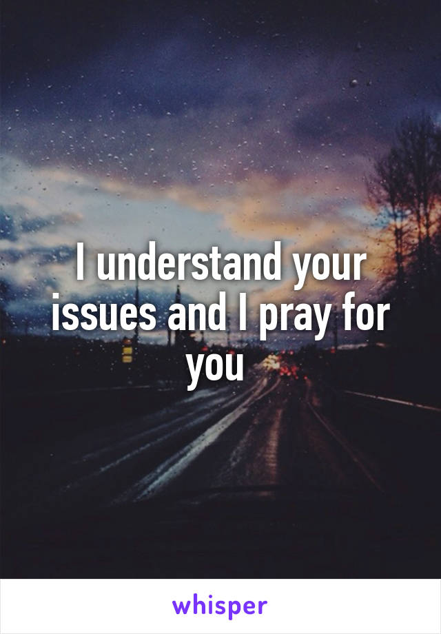 I understand your issues and I pray for you 