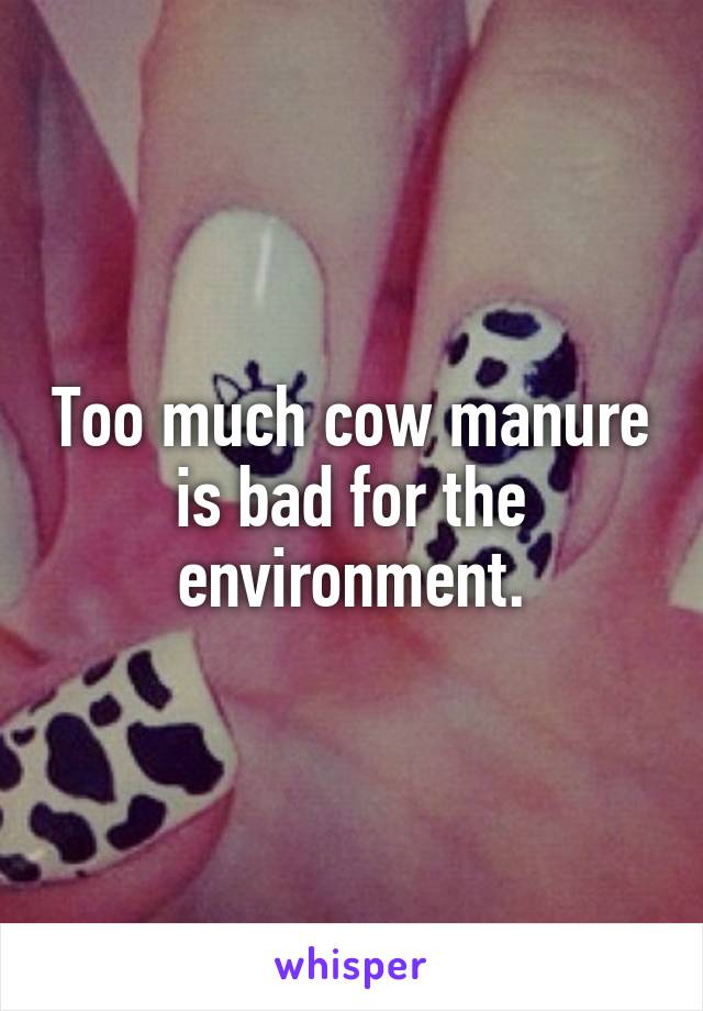 Too much cow manure is bad for the environment.