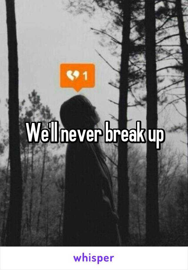 We'll never break up