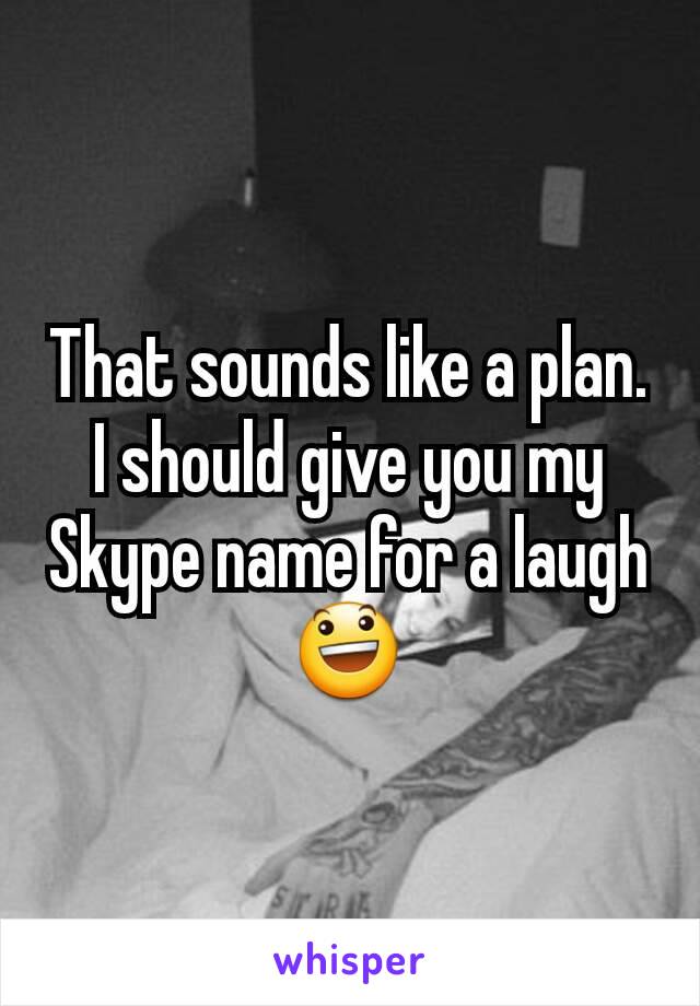 That sounds like a plan. I should give you my Skype name for a laugh 😃