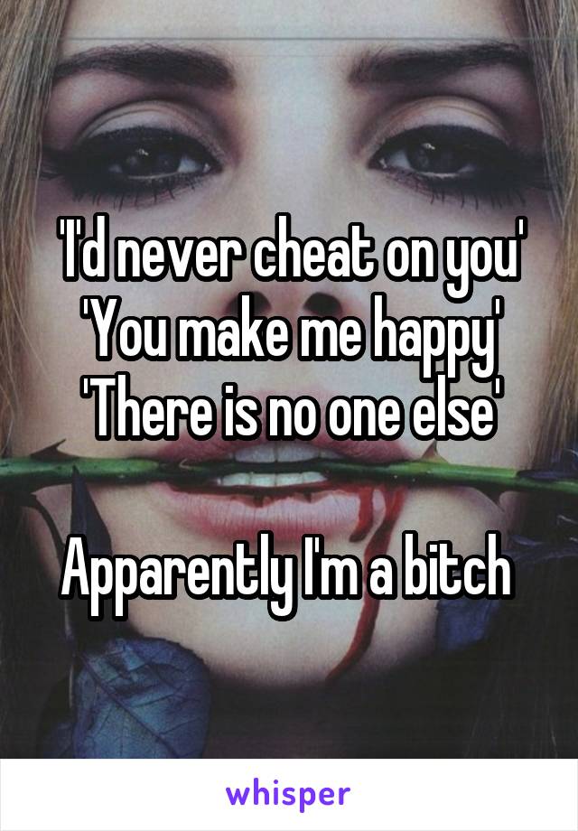 'I'd never cheat on you'
'You make me happy'
'There is no one else'

Apparently I'm a bitch 