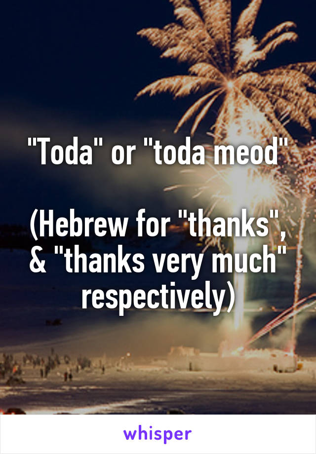 "Toda" or "toda meod"

(Hebrew for "thanks", & "thanks very much" respectively)