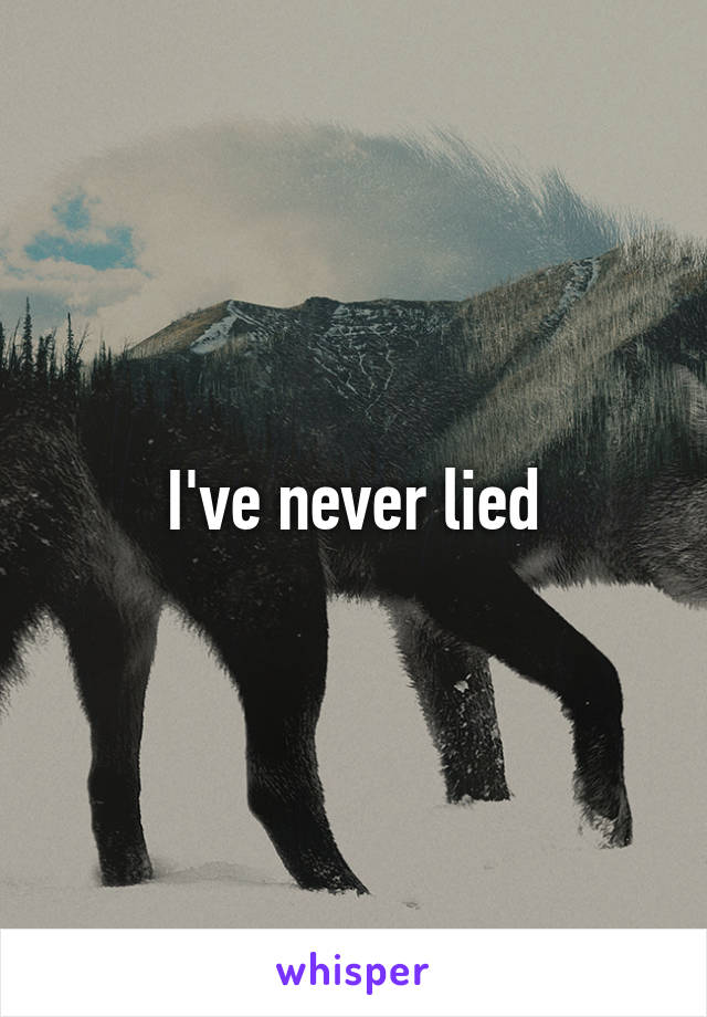 I've never lied