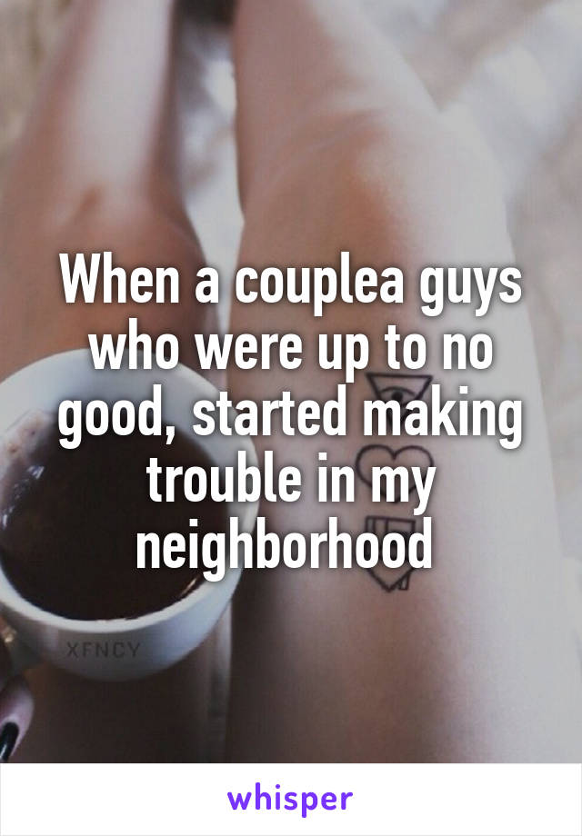 When a couplea guys who were up to no good, started making trouble in my neighborhood 