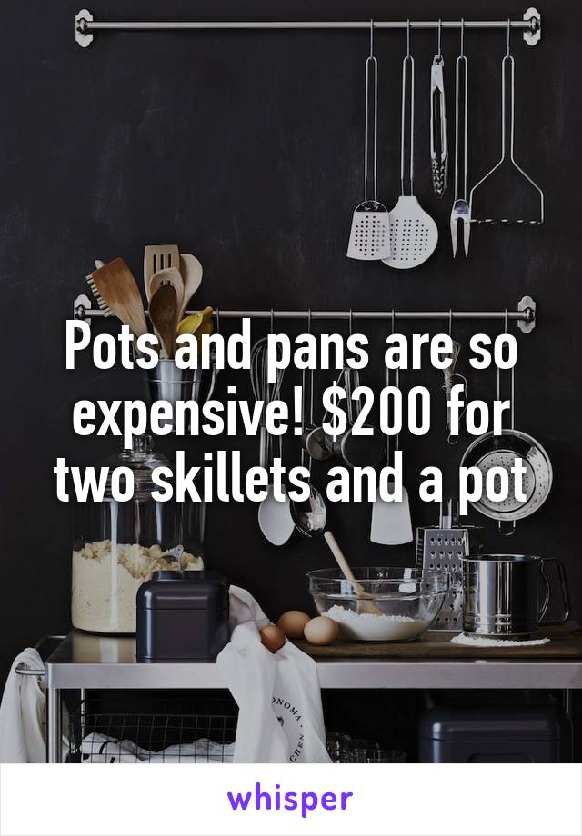 Pots and pans are so expensive! $200 for two skillets and a pot