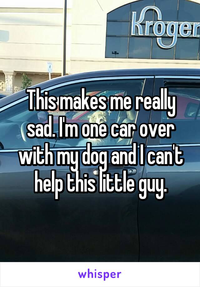 This makes me really sad. I'm one car over with my dog and I can't help this little guy.