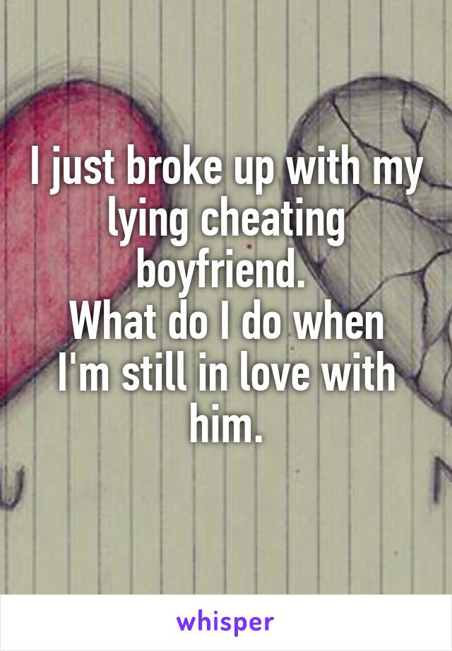 I just broke up with my lying cheating boyfriend. 
What do I do when I'm still in love with him.
