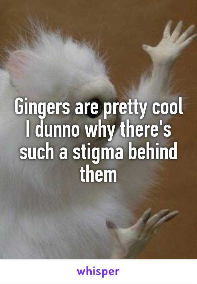 Gingers are pretty cool I dunno why there's such a stigma behind them