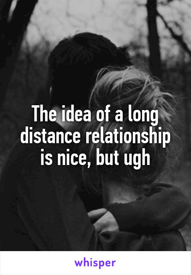 The idea of a long distance relationship is nice, but ugh