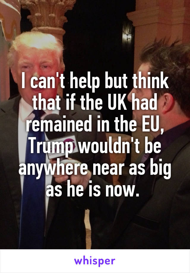 I can't help but think that if the UK had remained in the EU, Trump wouldn't be anywhere near as big as he is now. 