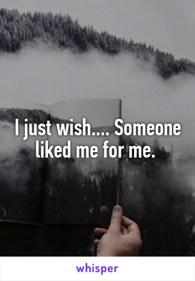 I just wish.... Someone liked me for me. 