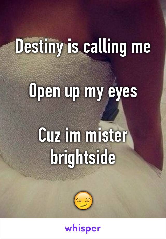 Destiny is calling me

Open up my eyes

Cuz im mister brightside

😏