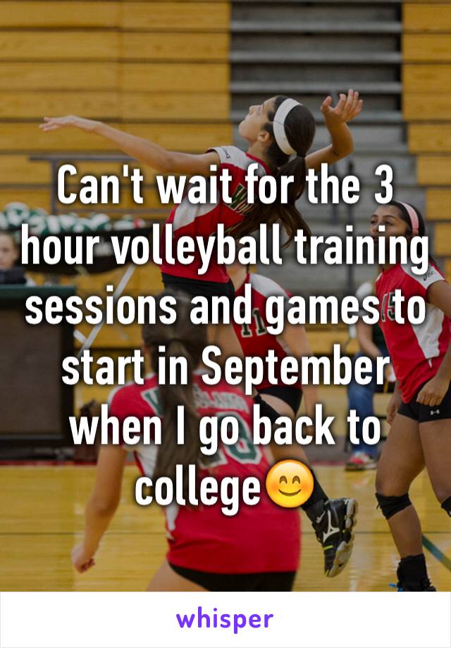 Can't wait for the 3 hour volleyball training sessions and games to start in September when I go back to college😊
