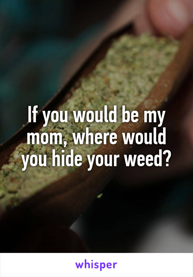 If you would be my mom, where would you hide your weed?