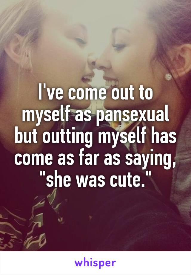 I've come out to myself as pansexual but outting myself has come as far as saying, "she was cute."