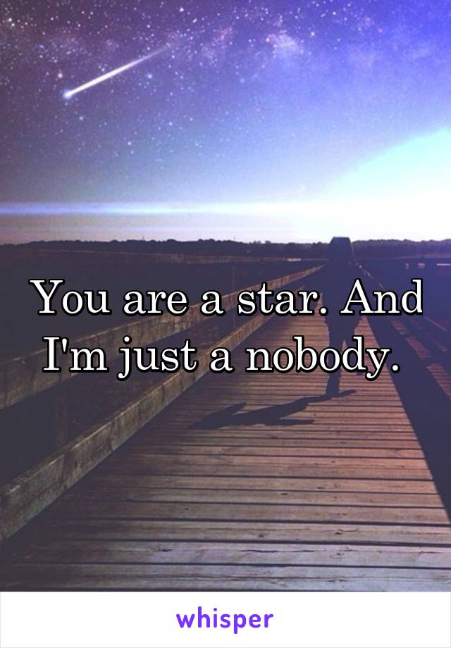 You are a star. And I'm just a nobody. 