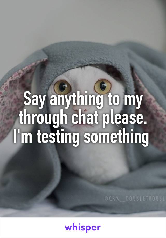 Say anything to my through chat please. I'm testing something 