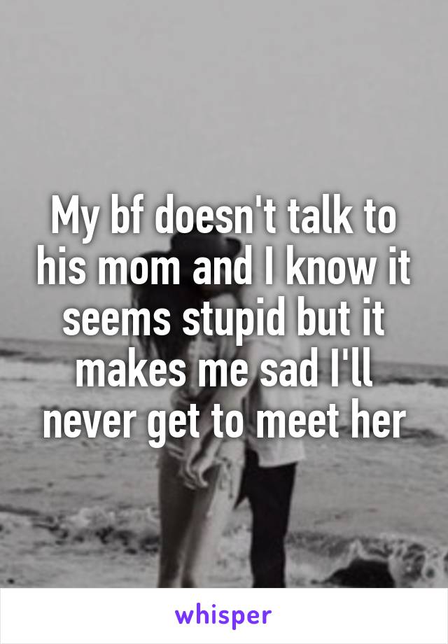 My bf doesn't talk to his mom and I know it seems stupid but it makes me sad I'll never get to meet her
