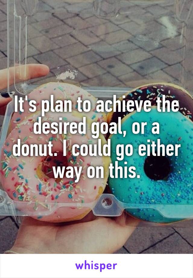It's plan to achieve the desired goal, or a donut. I could go either way on this.