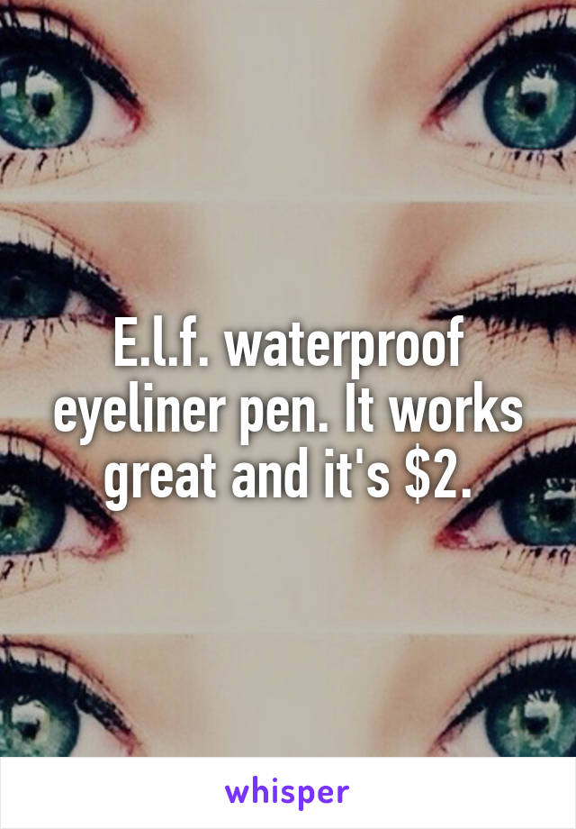E.l.f. waterproof eyeliner pen. It works great and it's $2.