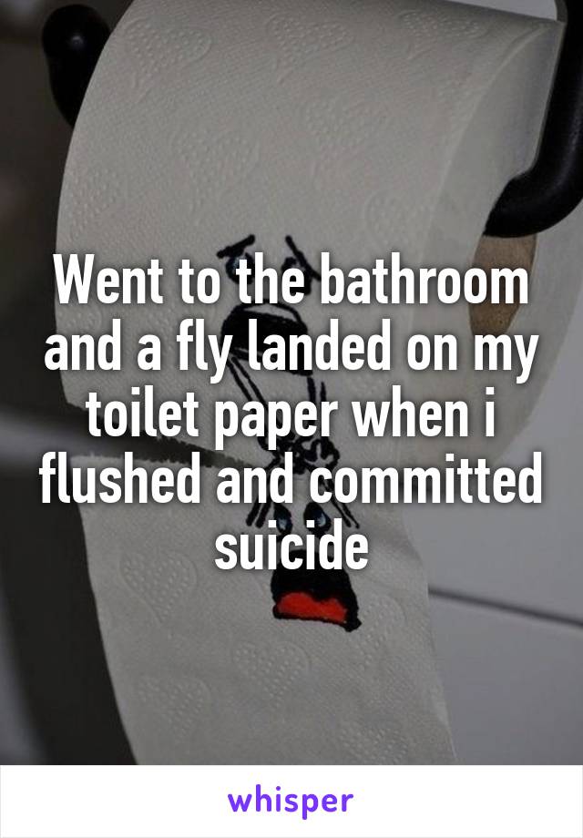Went to the bathroom and a fly landed on my toilet paper when i flushed and committed suicide