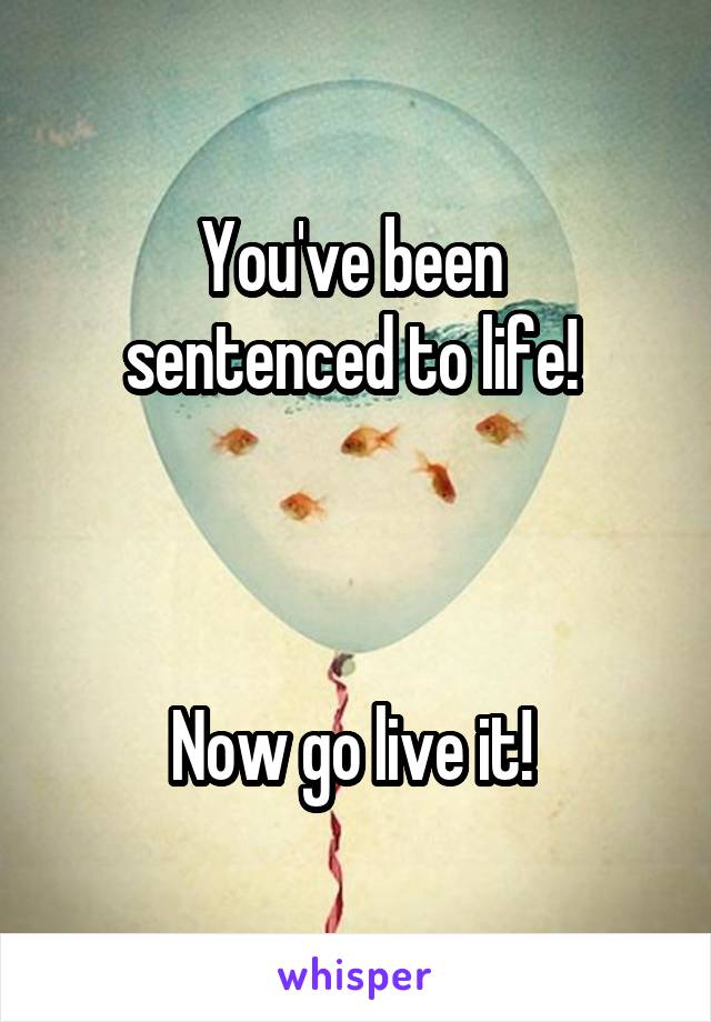 You've been 
sentenced to life! 



Now go live it! 