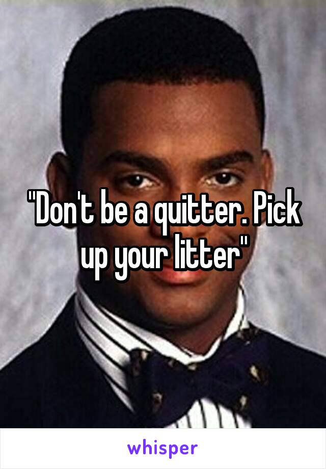 "Don't be a quitter. Pick up your litter"