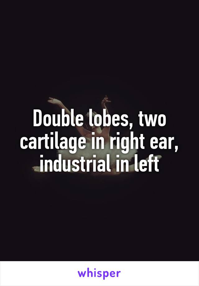 Double lobes, two cartilage in right ear, industrial in left