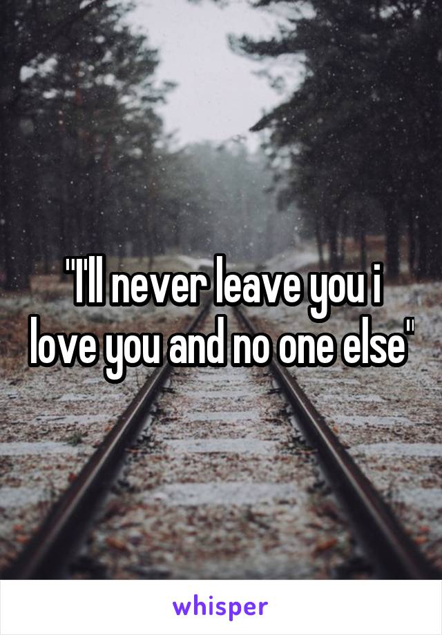 "I'll never leave you i love you and no one else"