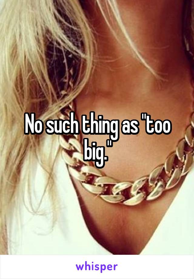 No such thing as "too big."