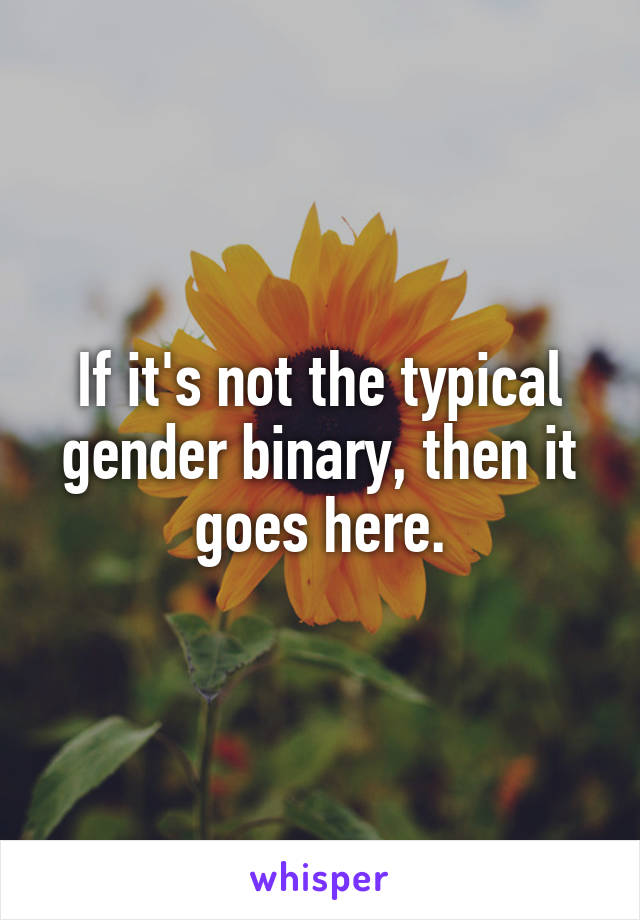 If it's not the typical gender binary, then it goes here.