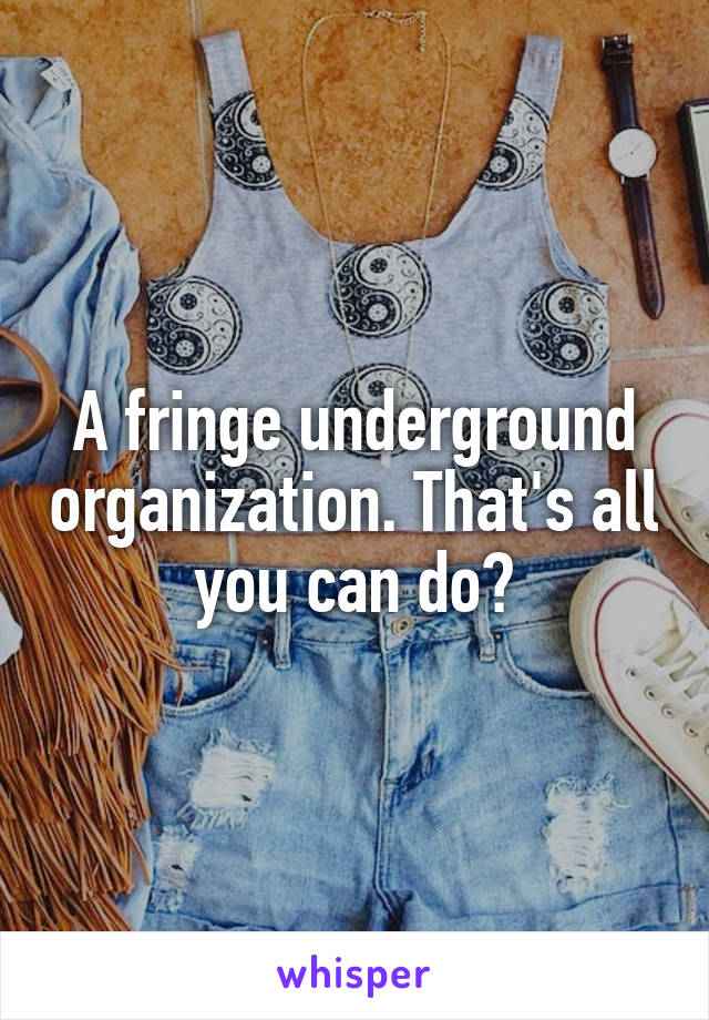 A fringe underground organization. That's all you can do?