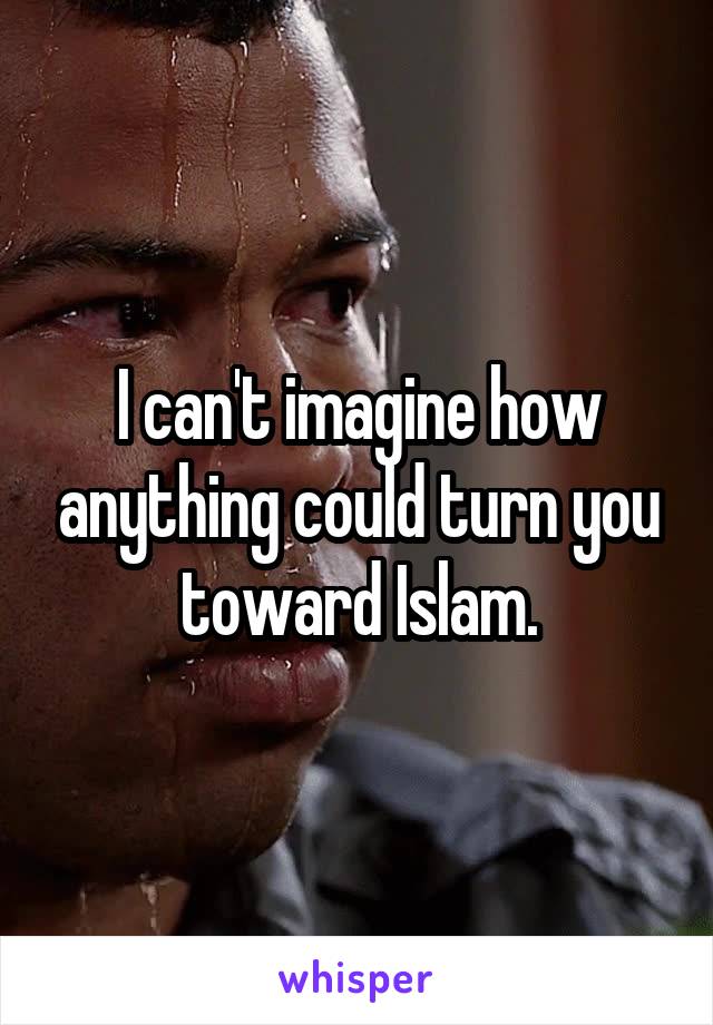 I can't imagine how anything could turn you toward Islam.