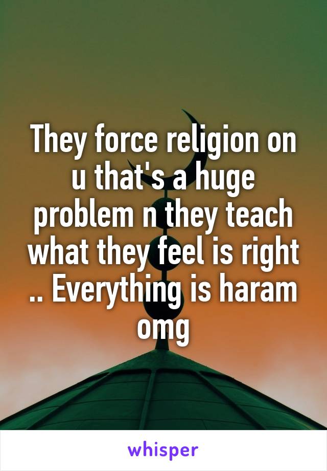They force religion on u that's a huge problem n they teach what they feel is right .. Everything is haram omg