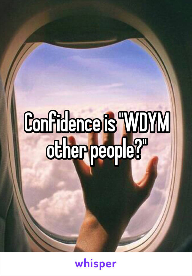 Confidence is "WDYM other people?"