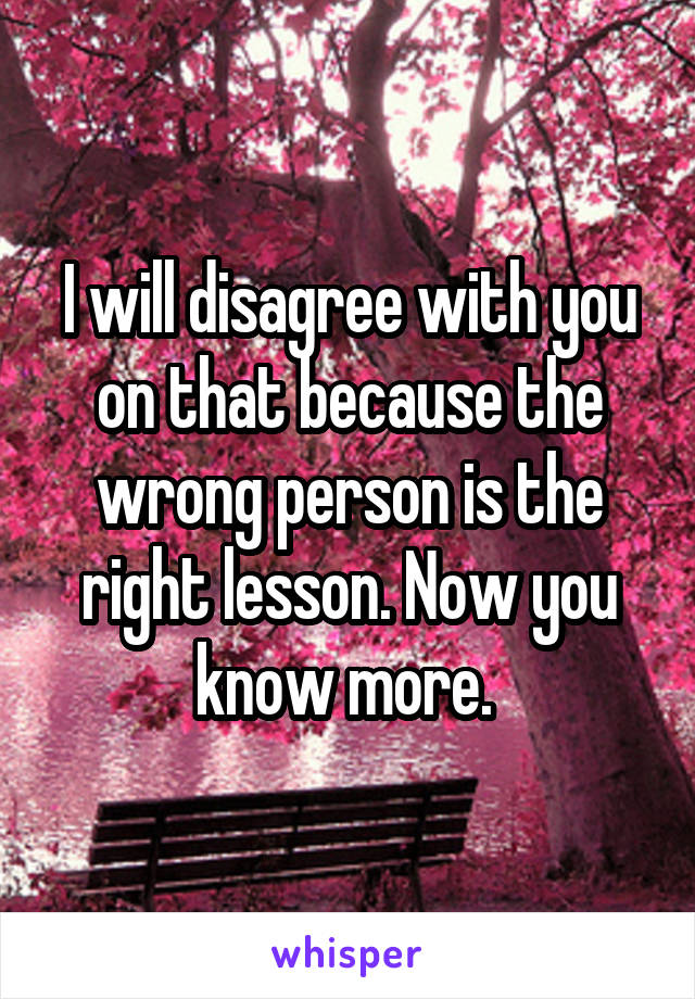 I will disagree with you on that because the wrong person is the right lesson. Now you know more. 