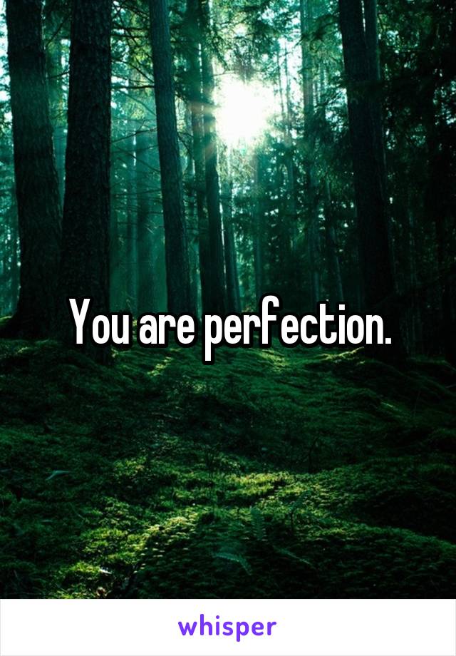  You are perfection. 