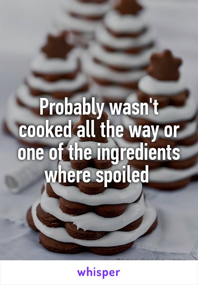 Probably wasn't cooked all the way or one of the ingredients where spoiled 