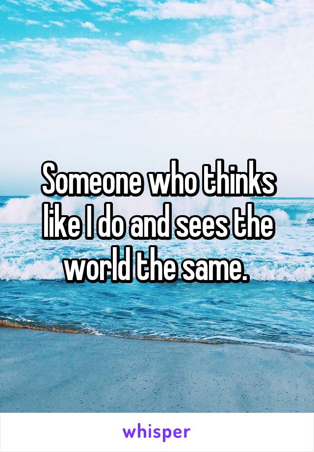 Someone who thinks like I do and sees the world the same. 