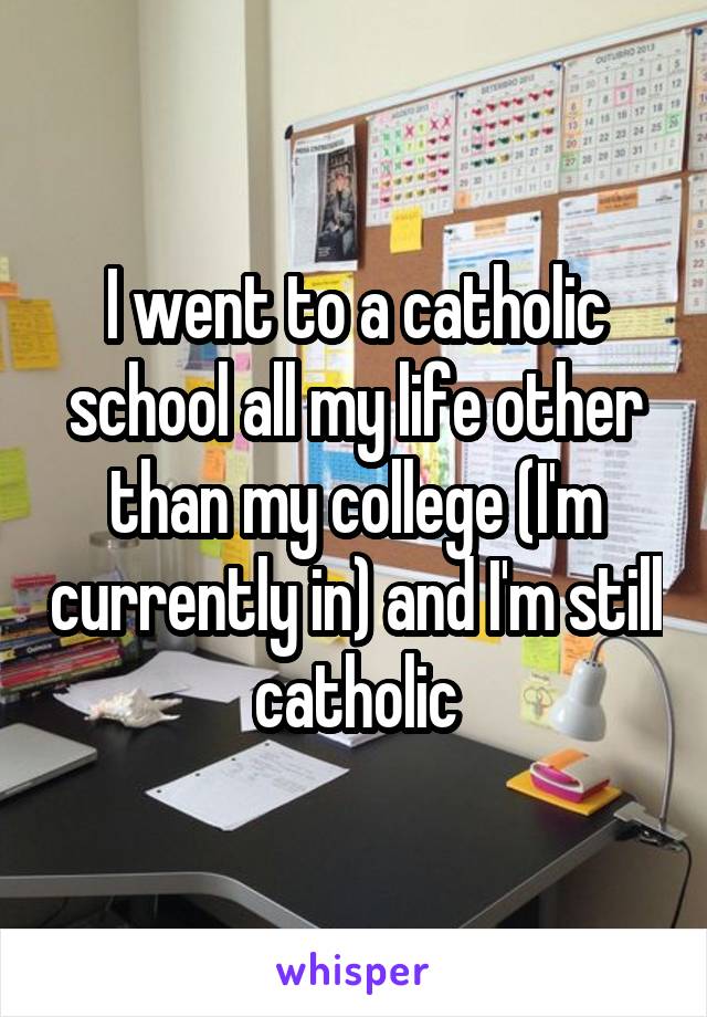 I went to a catholic school all my life other than my college (I'm currently in) and I'm still catholic