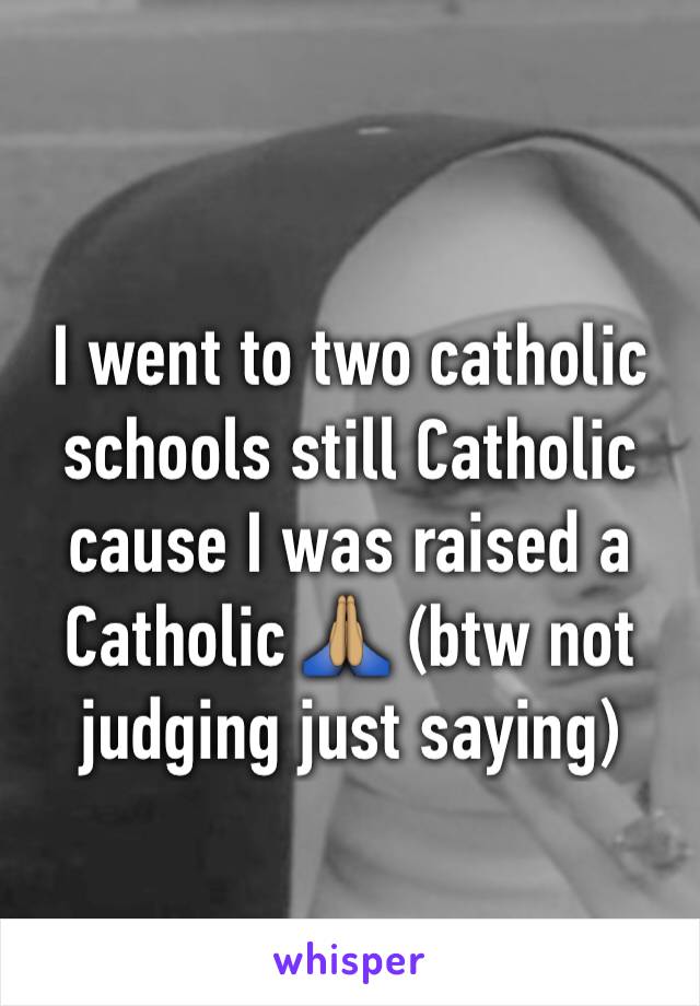 I went to two catholic schools still Catholic cause I was raised a Catholic 🙏🏽 (btw not judging just saying)