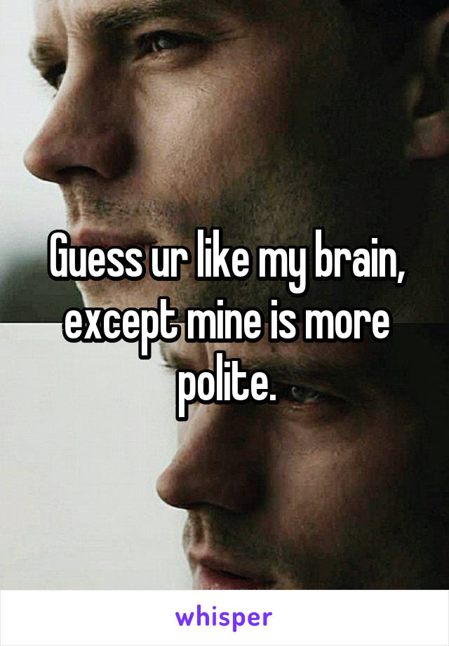 Guess ur like my brain, except mine is more polite.