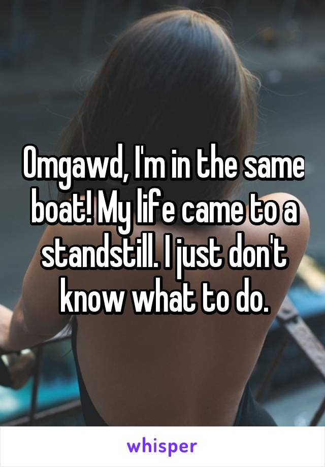 Omgawd, I'm in the same boat! My life came to a standstill. I just don't know what to do.