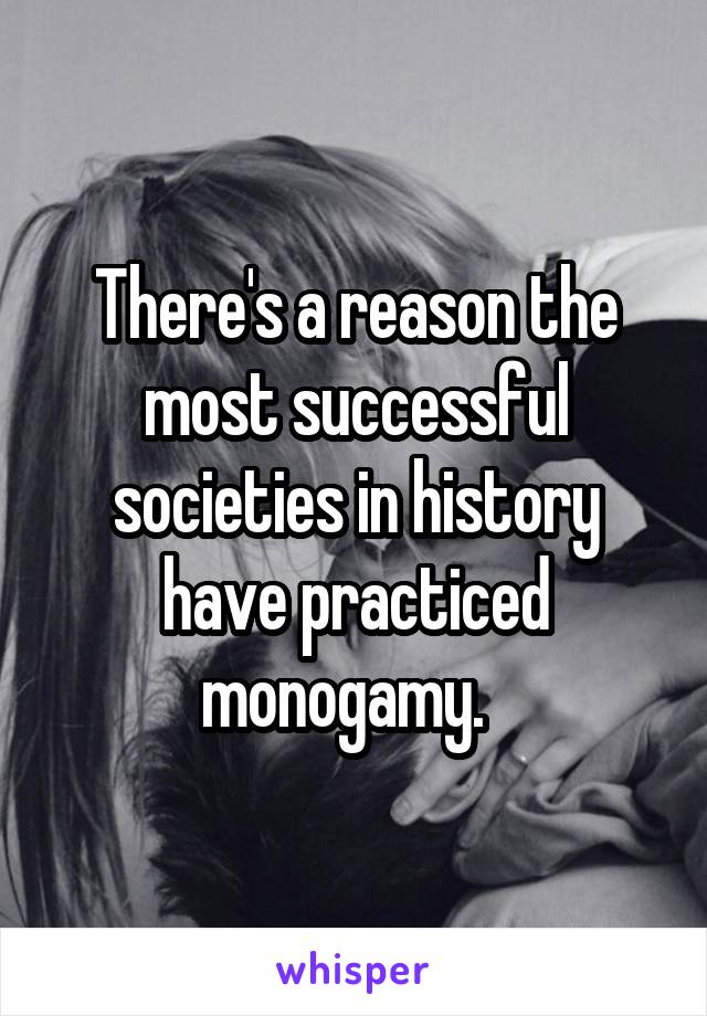 There's a reason the most successful societies in history have practiced monogamy.  