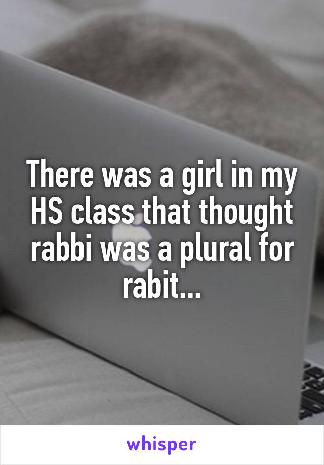 There was a girl in my HS class that thought rabbi was a plural for rabit...