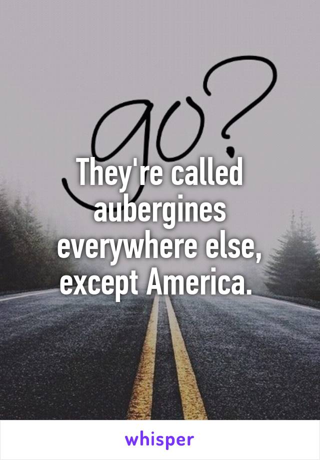 They're called aubergines everywhere else, except America. 